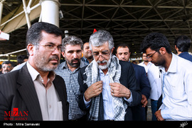 غلامعلی حداد عادل در مراسم وداع با پیکرهای شهدای غواص در دانشگاه تهران