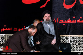 آیت الله خاتمی در مراسم وداع با پیکرهای شهدای غواص در دانشگاه تهران