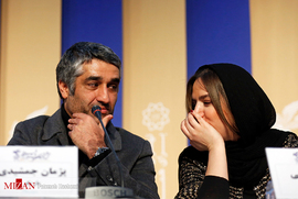 ستاره پسیانی و پژمان جمشیدی در نشست خبری فیلم سینمایی «دوزیست»