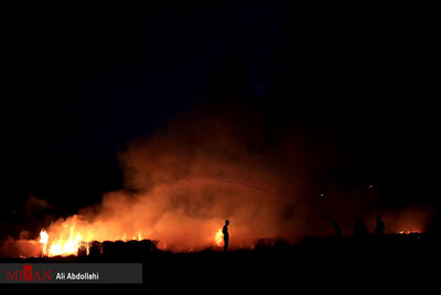 آتش سوزی مهیب مزرعه گندم در روستای نیزه در شمال شرقی شهر مشهد