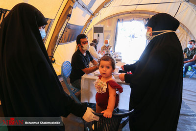 پذیرش بیماران در بیمارستان صحرایی هلال احمر در بیروت