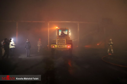 آتش سوزی گسترده در خیابان شوش تهران
