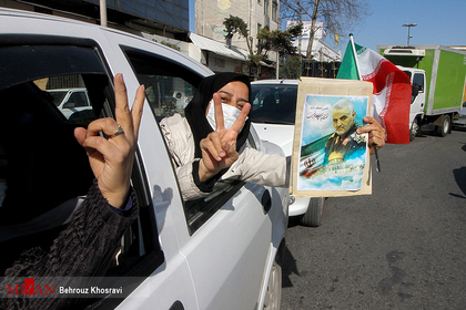 راهپیمایی خودرویی به مناسبت ۲۲ بهمن در آمل 