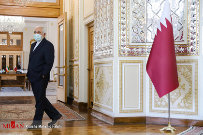 دیدار محمد جواد ظریف وزیر امور خارجه با محمد بن عبدالرحمن بن جاسم آل ثانی وزیر امور خارجه قطر