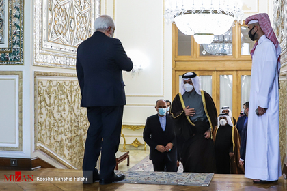 دیدار محمد جواد ظریف وزیر امور خارجه با محمد بن عبدالرحمن بن جاسم آل ثانی وزیر امور خارجه قطر