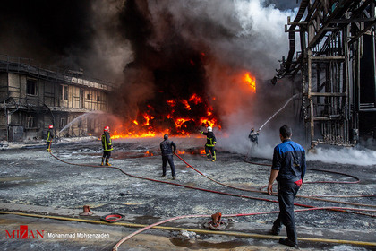 آتش سوزی در کارخانه تولید الکل - قم