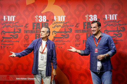 کوروش سلیمانی و همایون ارشادی بازیگر،در سومین روز سی و هشتمین جشنواره جهانی فیلم فجر