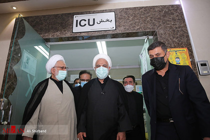 حجت الاسلام والمسلمین محسنی اژه ای رئیس قوه قضاییه در بازدید از بیمارستان امام خمینی کرج

