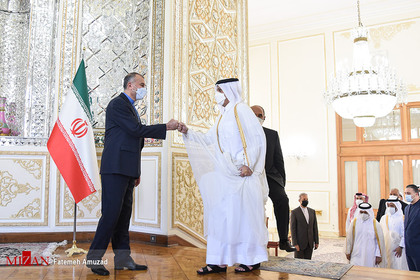 شیخ محمد بن عبدالرحمن آل ثانی وزیر امور خارجه قطر ، حسین امیرعبداللهیان وزیر امور خارجه ایران