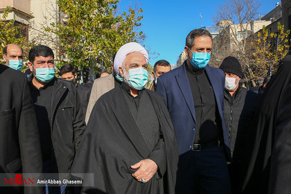 حضور حجت‌الاسلام والمسلمین محسنی اژه‌ای رییس قوه قضاییه در مراسم تشییع ۱۵۰ شهید دفاع مقدس در تهران