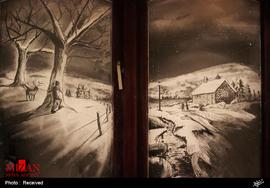 نقاشی های برفی بر روی شیشه
