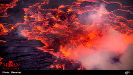 دریاچه ای از آتش در قلب کوه نیراگونگو در کنگو