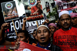 تجمع در اعتراض به خشونت علیه مسلمانان میانمار