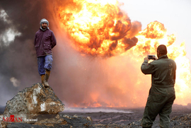 آتش سوزی چاه های نفت در موصل