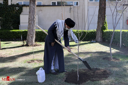 کاشت نهال به مناسبت روز درختکاری توسط رهبر انقلاب
