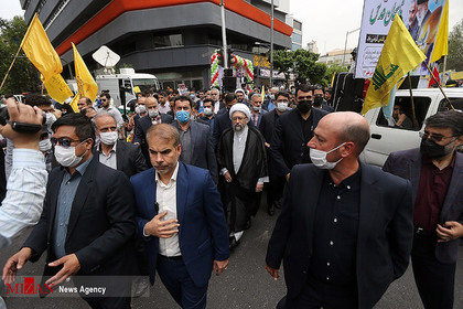 آیت الله آملی لاریجانی رئیس مجمع تشخیص مصلحت نظام در راهپیمایی روز جهانی قدس